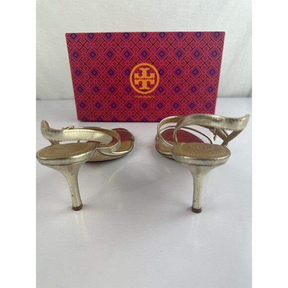 Tory Burch Penelope 65MM Slingback Sandal Mirror Metallic - Women's Size 7.5 - Picture 11 of 16